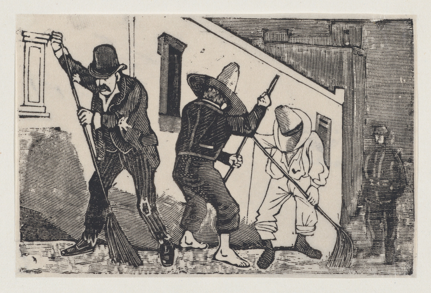 A group of men sweeping the street 1880-1910 José Guadalupa Posada